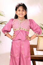 Girls Ethnic Co-Ord Set with Embroidered Jacket Style Top & Palazzo Pants – Kids Festive & Party Wear Outfit