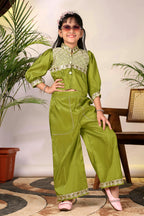Girls Ethnic Co-Ord Set with Embroidered Jacket Style Top & Palazzo Pants – Kids Festive & Party Wear Outfit