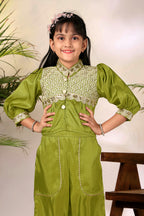 Girls Ethnic Co-Ord Set with Embroidered Jacket Style Top & Palazzo Pants – Kids Festive & Party Wear Outfit