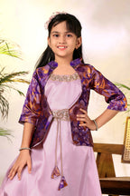 Girls Ethnic Gown with Designer Koti Jacket – Kids Festive Wear Dress | Party Wear Lehenga Style Gown for Girls