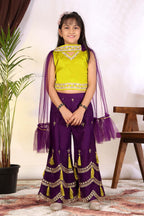 Girls Indo Western Palazzo Set with Tassel Detail & Dupatta