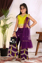 Girls Indo Western Palazzo Set with Tassel Detail & Dupatta