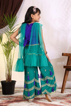 Girls Indo Western Palazzo Set with Tassel Detail & Dupatta