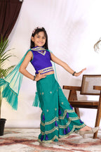 Girls Indo Western Palazzo Set with Tassel Detail & Dupatta