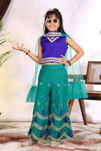 Girls Indo Western Palazzo Set with Tassel Detail & Dupatta
