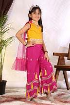 Girls Indo Western Palazzo Set with Tassel Detail & Dupatta