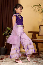 Girls Indo Western Palazzo Set with Tassel Detail & Dupatta