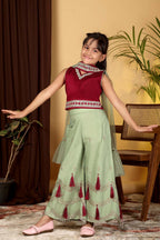 Girls Indo Western Palazzo Set with Tassel Detail & Dupatta