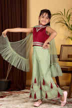 Girls Indo Western Palazzo Set with Tassel Detail & Dupatta