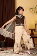 Girls Indo Western Palazzo Set with Tassel Detail & Dupatta