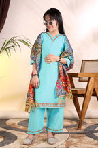 Girls Kurta Palazzo Set with Printed Dupatta – Kids Ethnic Wear Suit | Festive & Party Wear Dress for Girls