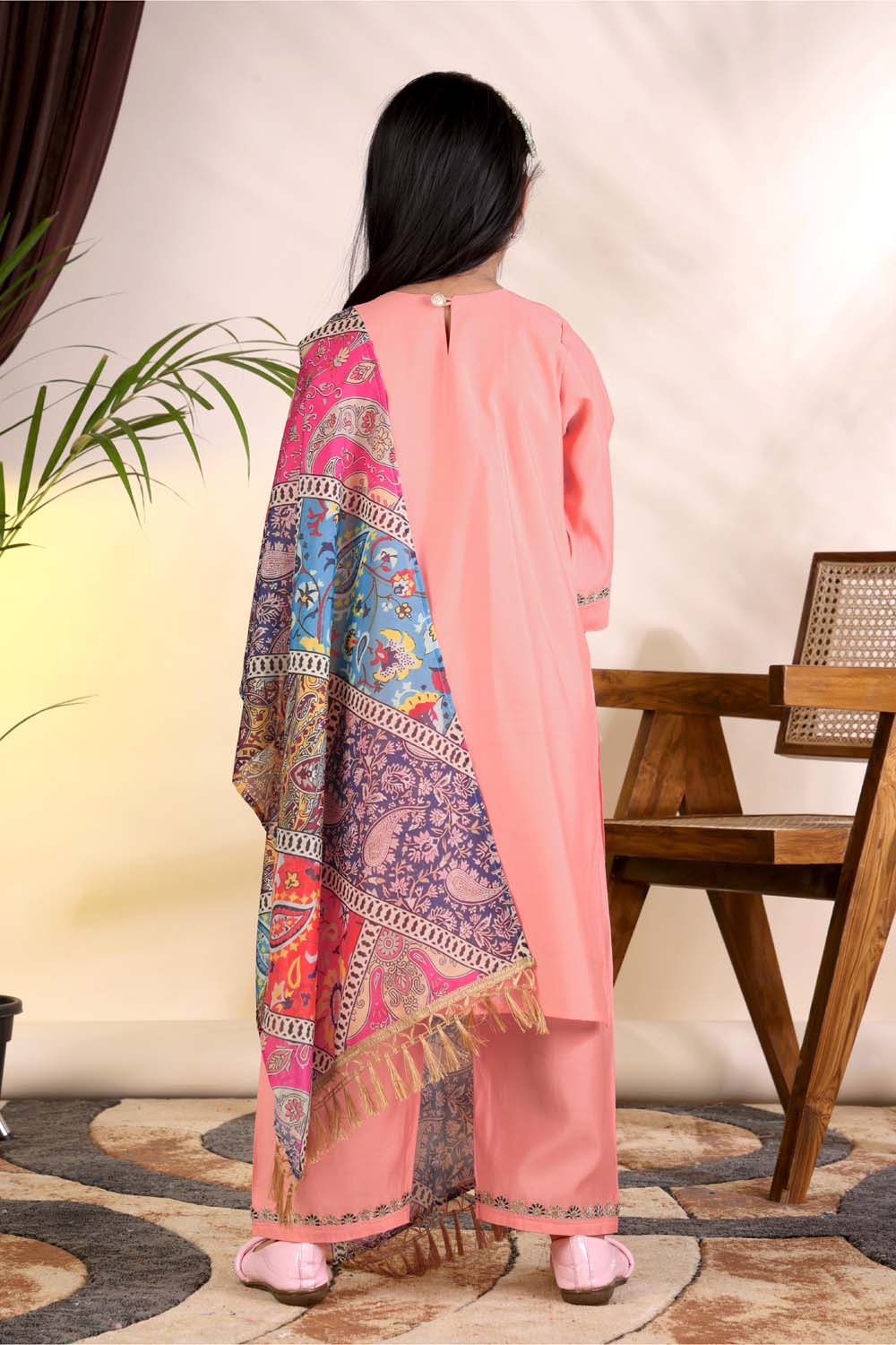 Girls Kurta Palazzo Set with Printed Dupatta – Kids Ethnic Wear Suit | Festive & Party Wear Dress for Girls