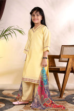 Girls Kurta Palazzo Set with Printed Dupatta – Kids Ethnic Wear Suit | Festive & Party Wear Dress for Girls