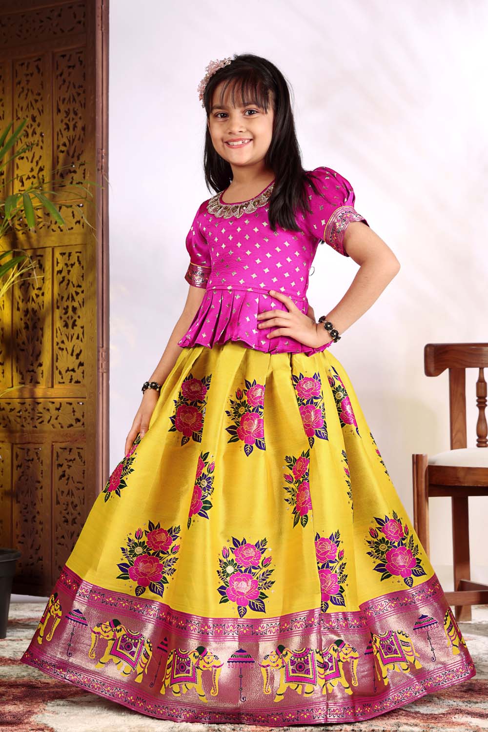 Girls Lehenga Choli Set with Banarasi Dupatta – Kids Festive Ethnic Wear | Wedding & Party Wear Dress