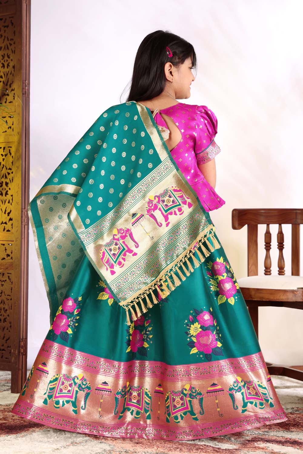 Girls Lehenga Choli Set with Banarasi Dupatta – Kids Festive Ethnic Wear | Wedding & Party Wear Dress