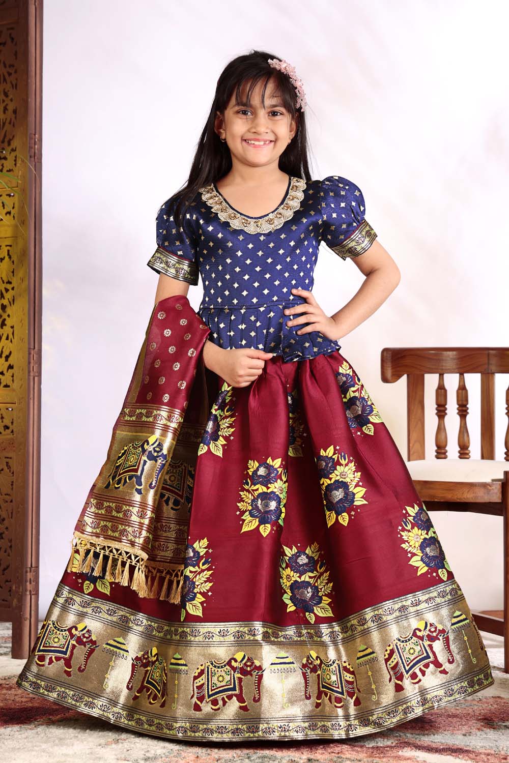 Girls Lehenga Choli Set with Banarasi Dupatta – Kids Festive Ethnic Wear | Wedding & Party Wear Dress