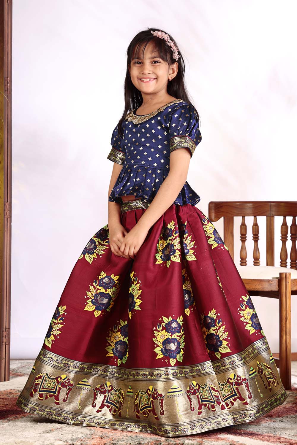 Girls Lehenga Choli Set with Banarasi Dupatta – Kids Festive Ethnic Wear | Wedding & Party Wear Dress