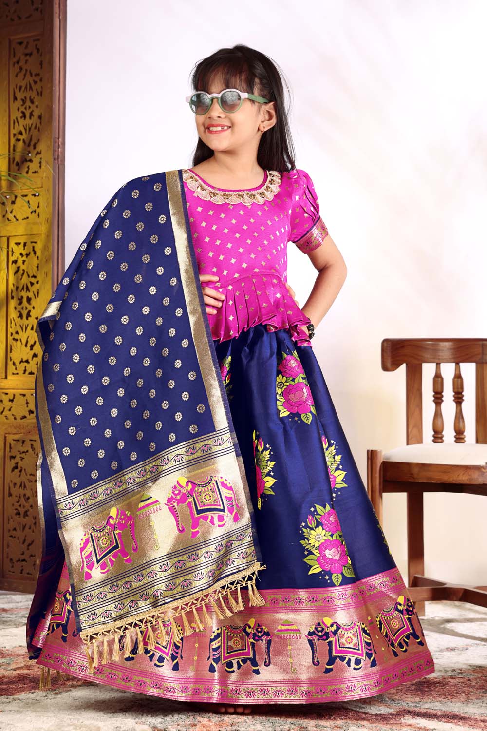 Girls Lehenga Choli Set with Banarasi Dupatta – Kids Festive Ethnic Wear | Wedding & Party Wear Dress
