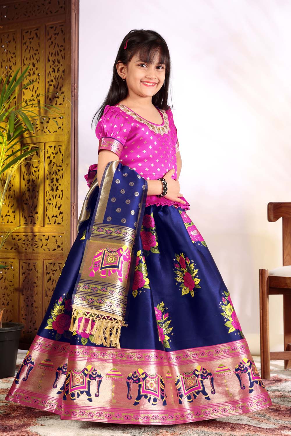 Girls Lehenga Choli Set with Banarasi Dupatta – Kids Festive Ethnic Wear | Wedding & Party Wear Dress