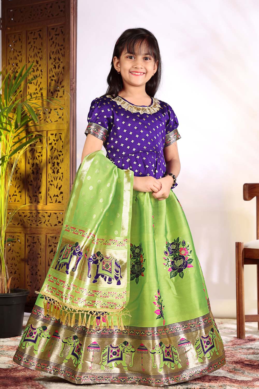 Girls Lehenga Choli Set with Banarasi Dupatta – Kids Festive Ethnic Wear | Wedding & Party Wear Dress