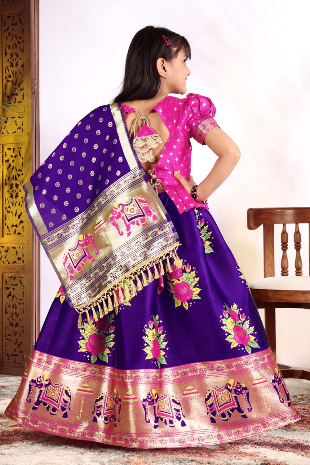 Girls Lehenga Choli Set with Banarasi Dupatta – Kids Festive Ethnic Wear | Wedding & Party Wear Dress