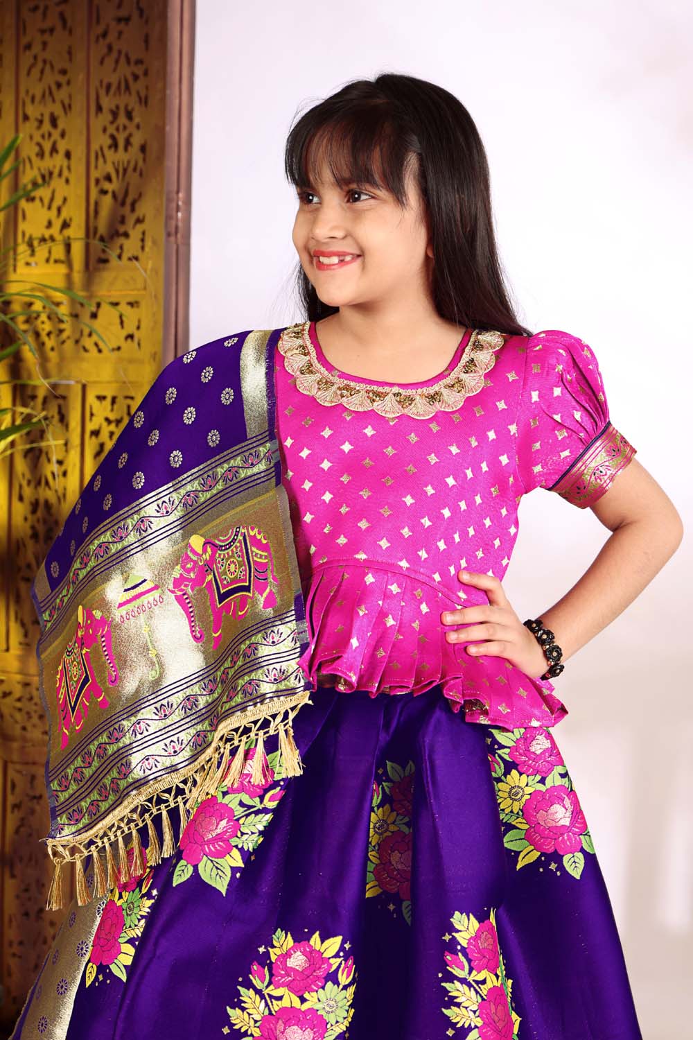 Girls Lehenga Choli Set with Banarasi Dupatta – Kids Festive Ethnic Wear | Wedding & Party Wear Dress