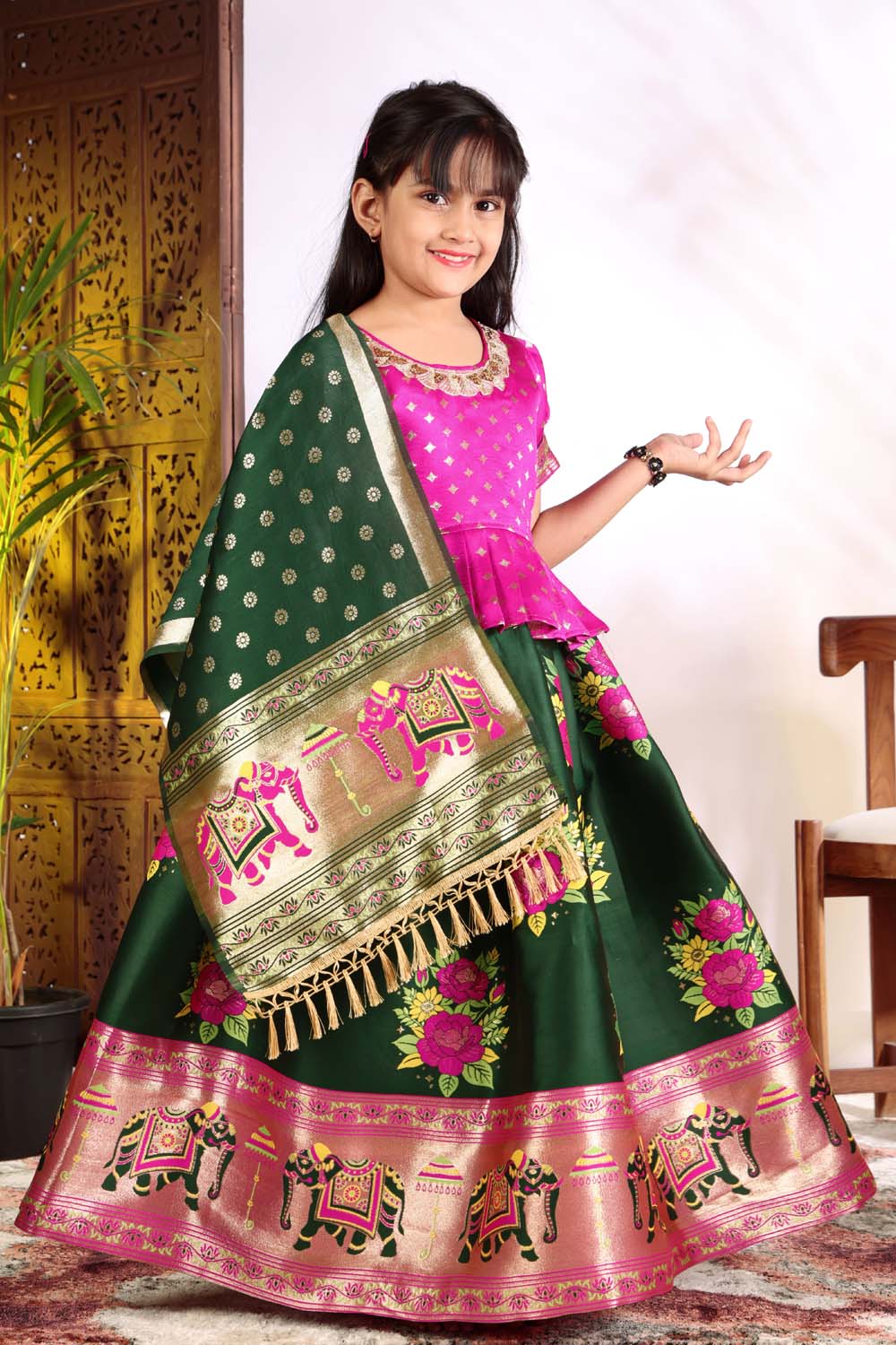 Girls Lehenga Choli Set with Banarasi Dupatta – Kids Festive Ethnic Wear | Wedding & Party Wear Dress