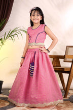 Girls Trendy Lehenga Choli Set with Net Dupatta – Kids Festive & Party Wear Ethnic Outfit