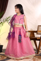 Girls Trendy Lehenga Choli Set with Net Dupatta – Kids Festive & Party Wear Ethnic Outfit