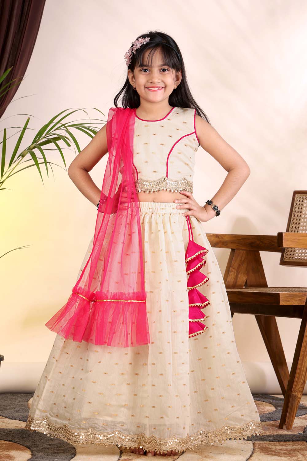 Girls Trendy Lehenga Choli Set with Net Dupatta – Kids Festive & Party Wear Ethnic Outfit