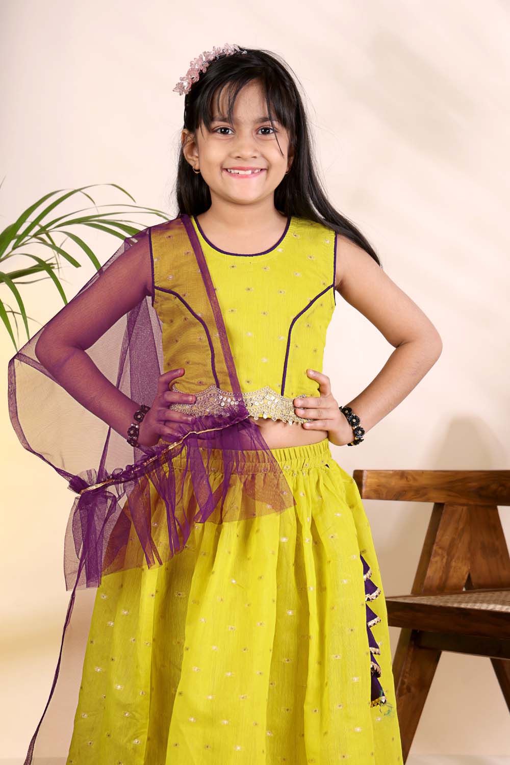 Girls Trendy Lehenga Choli Set with Net Dupatta – Kids Festive & Party Wear Ethnic Outfit