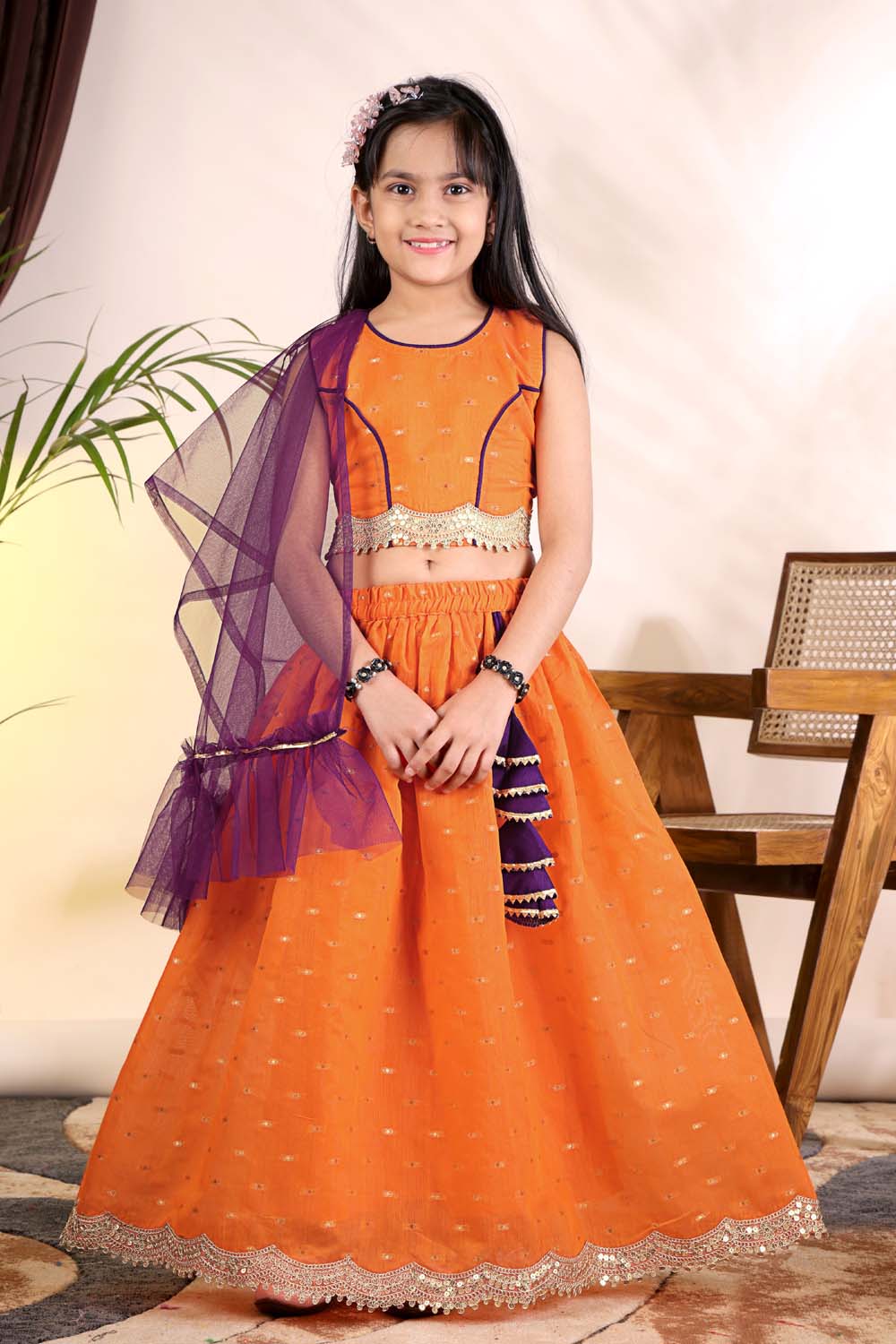 Girls Trendy Lehenga Choli Set with Net Dupatta – Kids Festive & Party Wear Ethnic Outfit