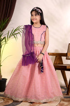 Girls Trendy Lehenga Choli Set with Net Dupatta – Kids Festive & Party Wear Ethnic Outfit