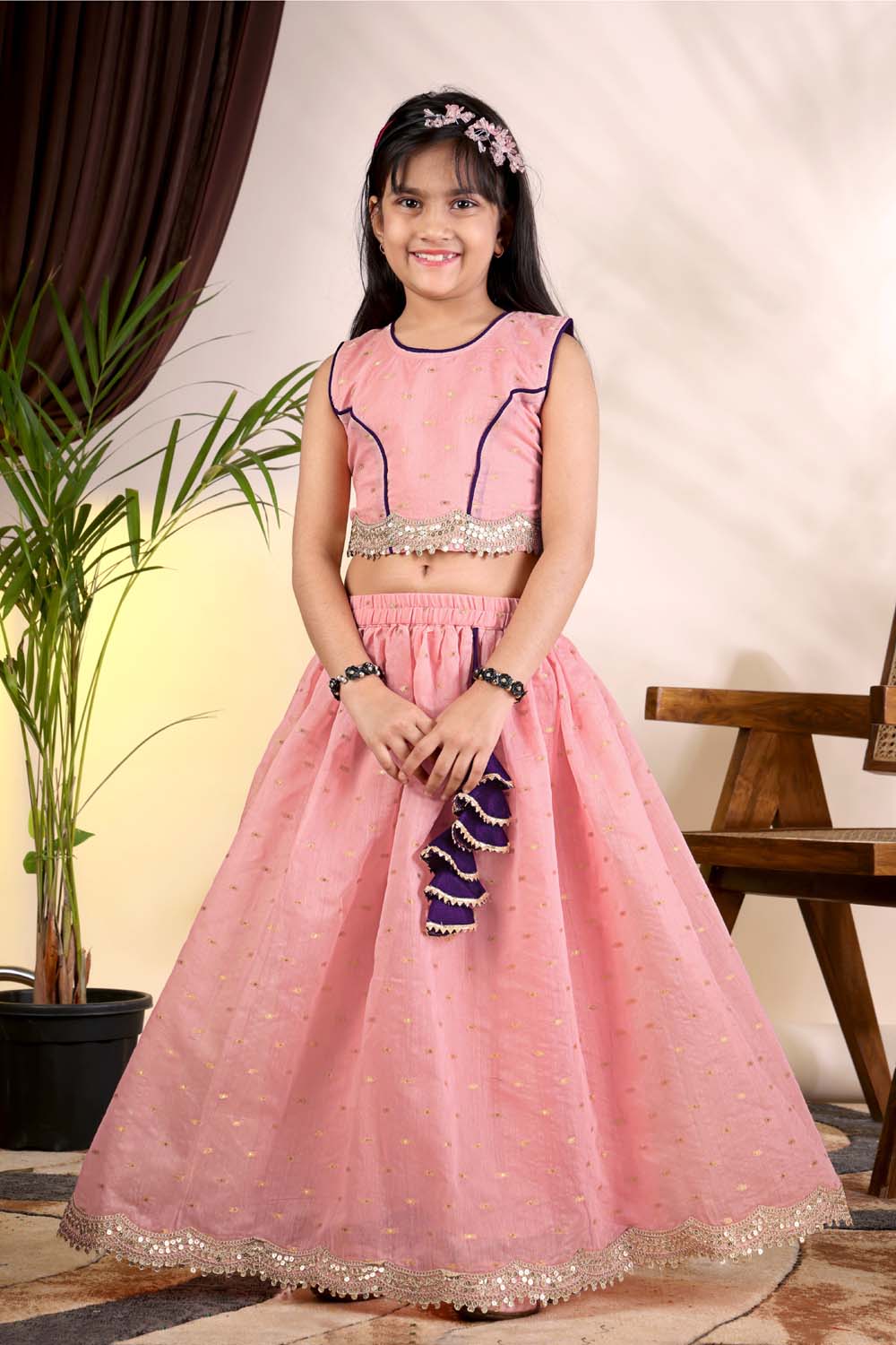 Girls Trendy Lehenga Choli Set with Net Dupatta – Kids Festive & Party Wear Ethnic Outfit