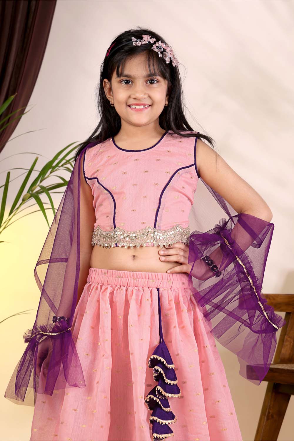 Girls Trendy Lehenga Choli Set with Net Dupatta – Kids Festive & Party Wear Ethnic Outfit