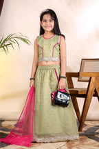 Girls Trendy Lehenga Choli Set with Net Dupatta – Kids Festive & Party Wear Ethnic Outfit