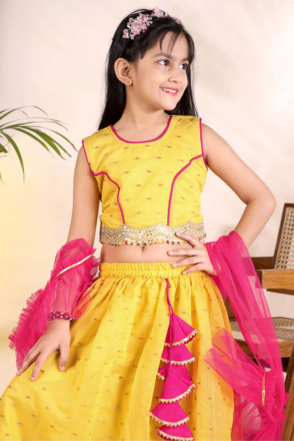 Girls Trendy Lehenga Choli Set with Net Dupatta – Kids Festive & Party Wear Ethnic Outfit
