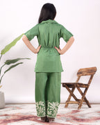 Girls Embroidered Co-Ord Set with Wide Leg Pants | Premium Party & Festive Wear for Kids