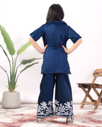 Girls Embroidered Co-Ord Set with Wide Leg Pants | Premium Party & Festive Wear for Kids
