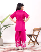 Girls Embroidered Co-Ord Set with Wide Leg Pants | Premium Party & Festive Wear for Kids