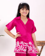 Girls Embroidered Co-Ord Set with Wide Leg Pants | Premium Party & Festive Wear for Kids