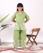 Girls Floral Embroidered Co-Ord Set with Palazzo Pants | Stylish Kids Party Wear