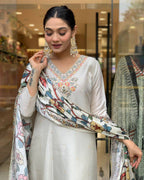 Off White Floral Salwar Kameez Set with Dupatta – Wedding Guest Outfit for Women