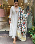 Off White Floral Salwar Kameez Set with Dupatta – Wedding Guest Outfit for Women