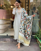 Off White Floral Salwar Kameez Set with Dupatta – Wedding Guest Outfit for Women