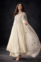 Ivory Anarkali Suit Set with Dupatta – Wedding Guest & Festive Outfit