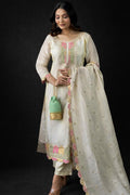 Viscose Chanderi Kurta Set with Dupatta – Embroidered Wedding Guest Outfit for Women