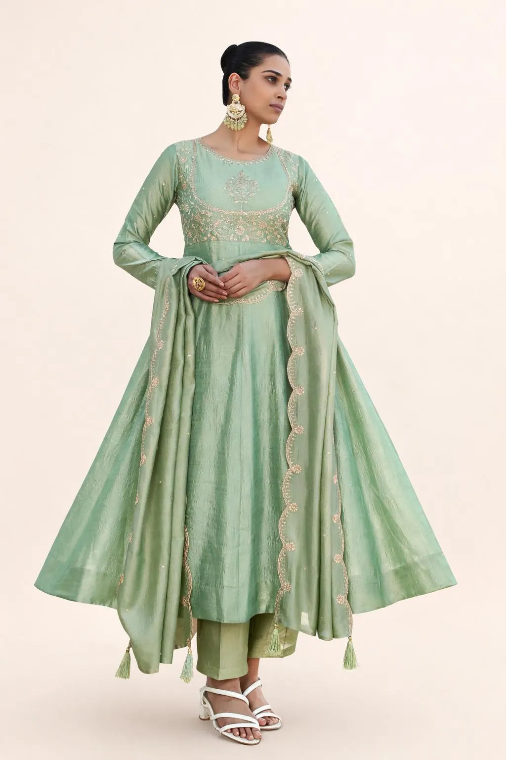 Mint Green Anarkali Suit Set for Women – Festive & Party Wear