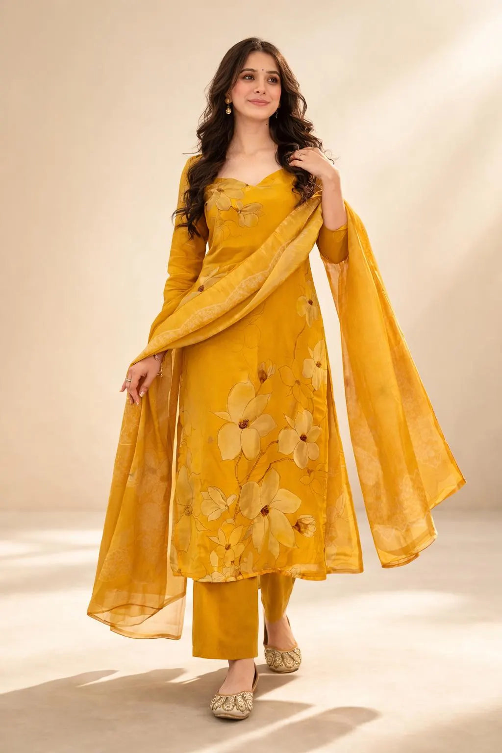 Women’s Floral Kurta Set with Dupatta | Ethnic Salwar Suit for Festive, Wedding & Party Wear