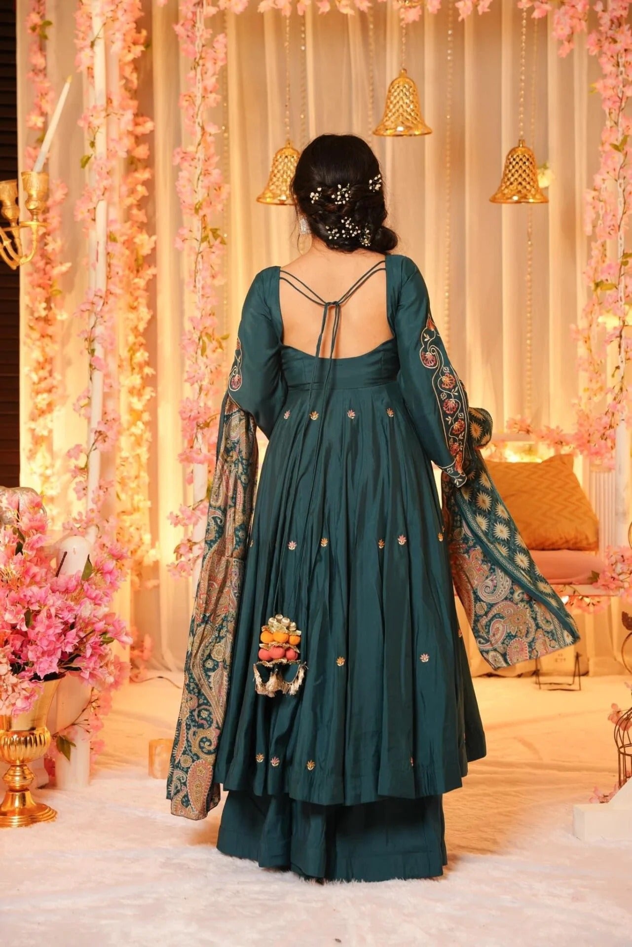 Teal Green Chanderi Kurta Sharara Set with Dupatta – Wedding & Festive Outfit